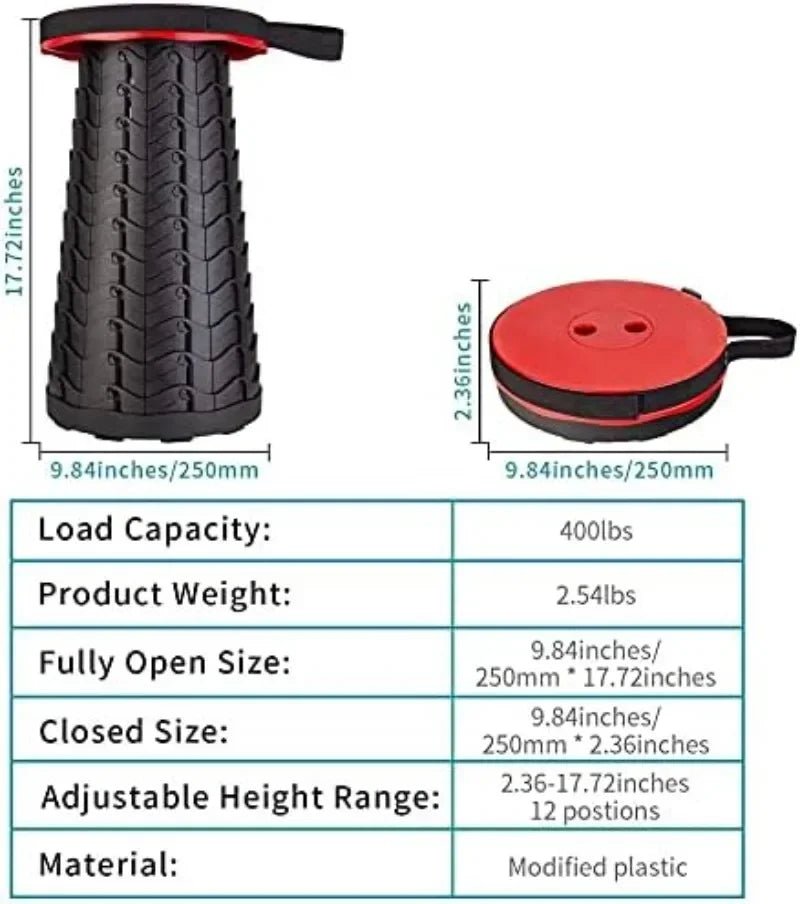 PortaGo™ Accordion Folding Stool – Heavy Duty 180kg Support for Camping & Travel - PortaGo™