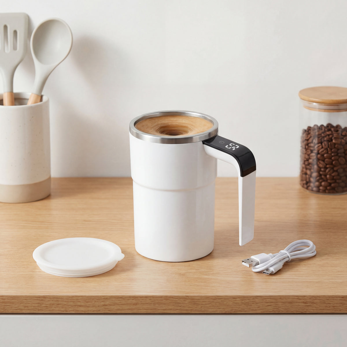 PORTAGO-One Touch Mixing Mug for Coffee, Protein & Daily Drinks