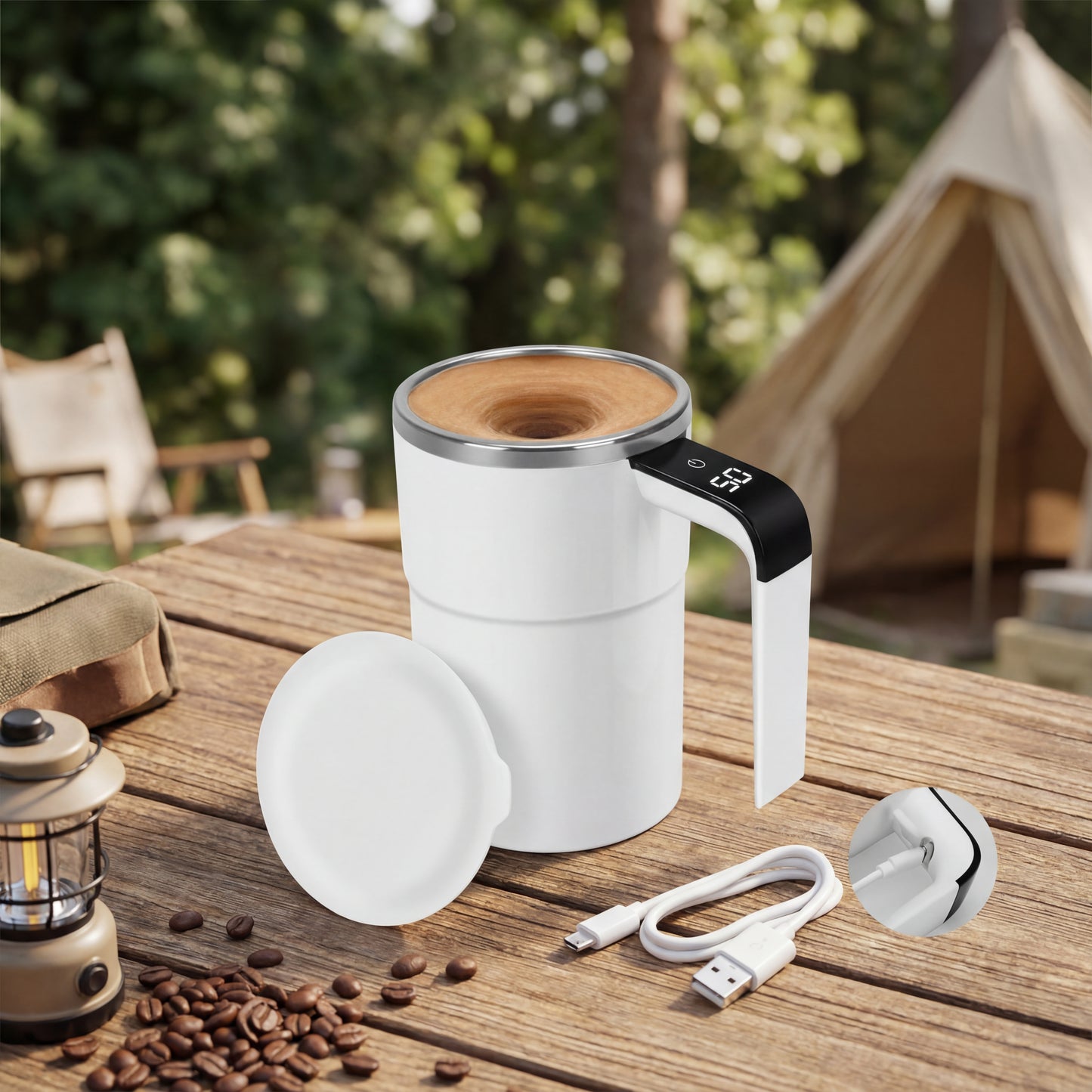 PORTAGO-One Touch Mixing Mug for Coffee, Protein & Daily Drinks