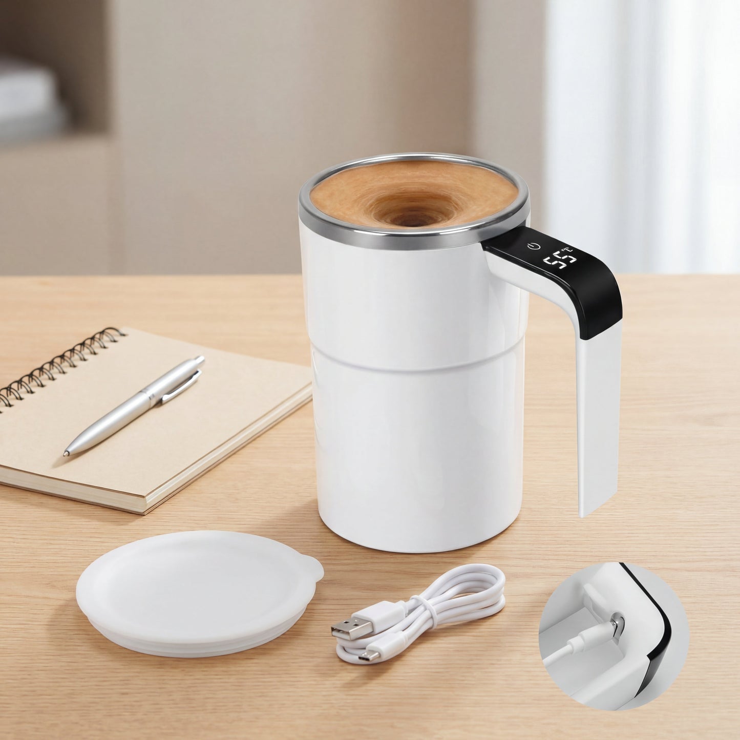 PORTAGO - One Touch Mixing Mug for Coffee, Protein & Daily Drinks - PORTAGO