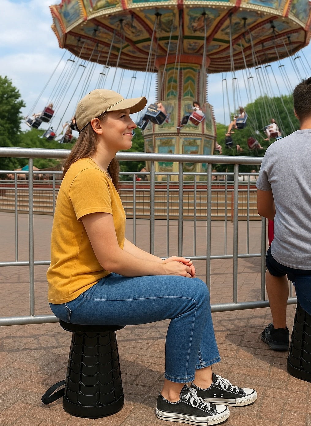 Portago Retractable Folding Stool | Compact, 400 lbs Capacity Portable Seat for Camping, Travel & Outdoor Adventures - PortaGo™