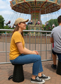 Portago Retractable Folding Stool | Compact, 400 lbs Capacity Portable Seat for Camping, Travel & Outdoor Adventures - PortaGo™